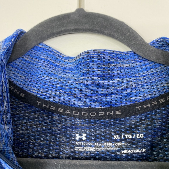 Under Armour Threadborne 1/4 Zip Shirt Blue Tan Mens XL Heatgear - Picture 8 of 9